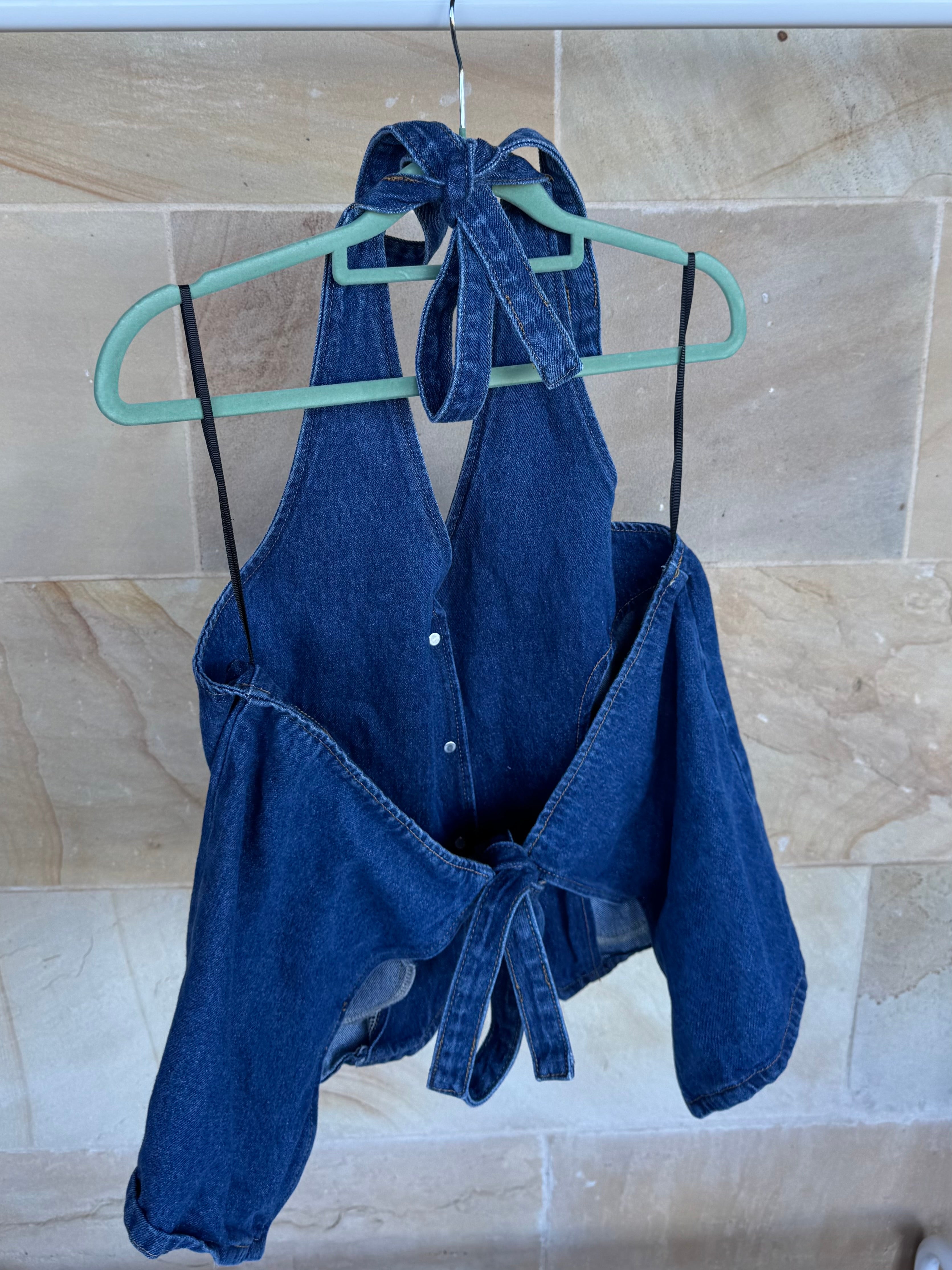 LIONESS DENIM HALTER TOP S