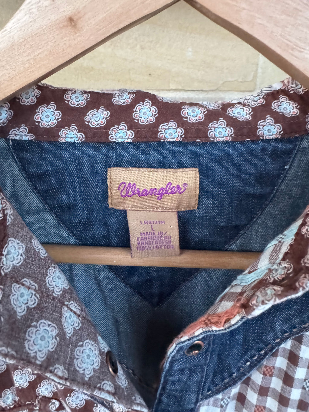 WRANGLER PEARL SNAP SHIRT L