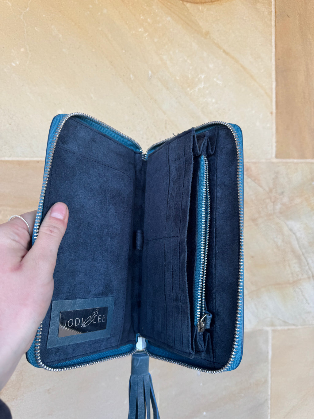 JODI LEE TURQUOISE LEATHER WALLET