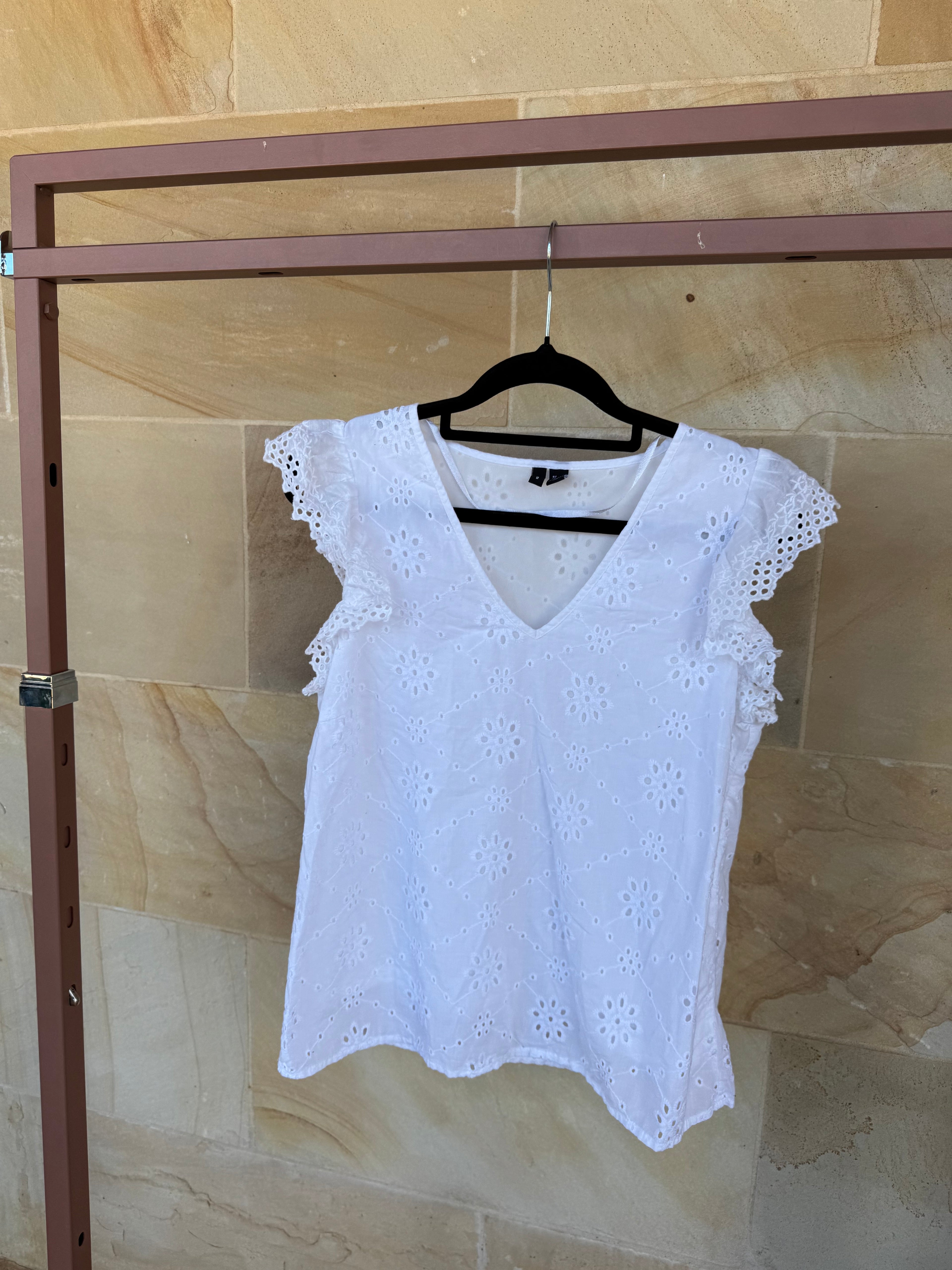 VERA MODA WOMENS LACE BRODERIE BLOUSE S